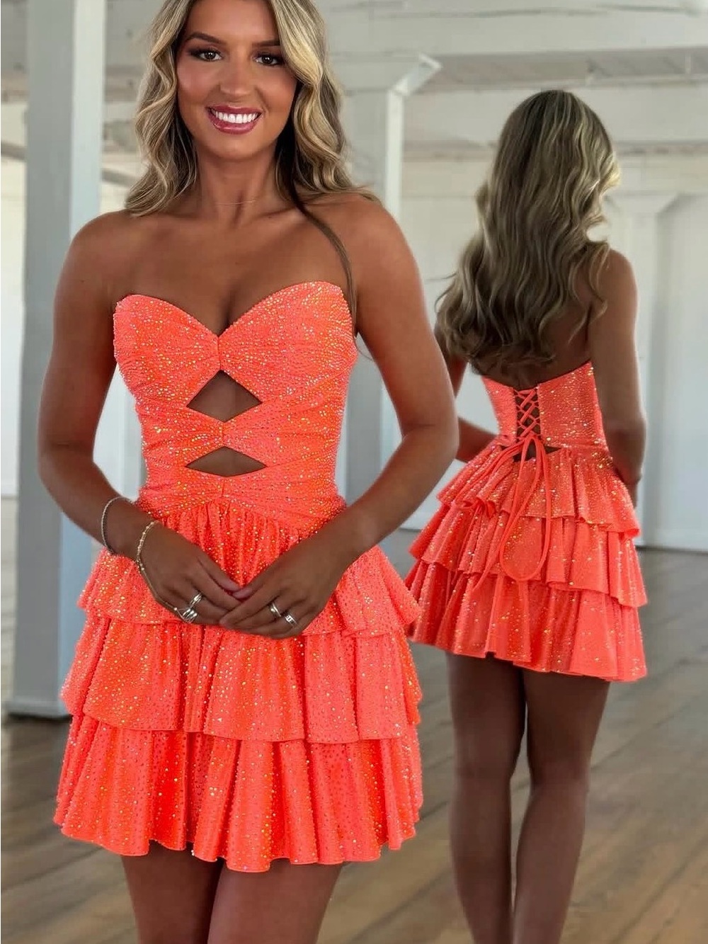 Sherri Hill Homecoming Dress ~ Orange ~ Size 2 ~ Style 57320